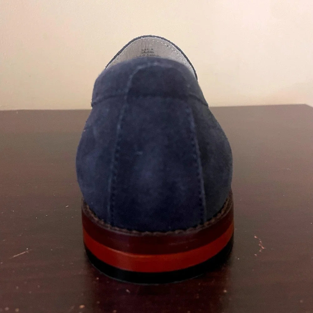 Banana Republic Mens Navy Blue Suede Penny Loafers Dress Shoes 888895 Size 9‎